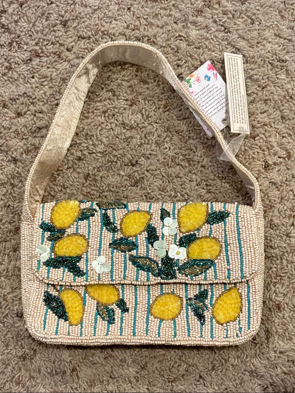 Lemon Themed Beaded Purse